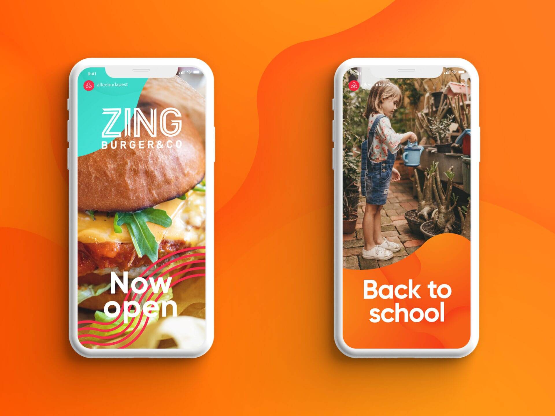 Brand identity campaign materials for retail destination &mdash; Allee Mall, Budapest, Air Design