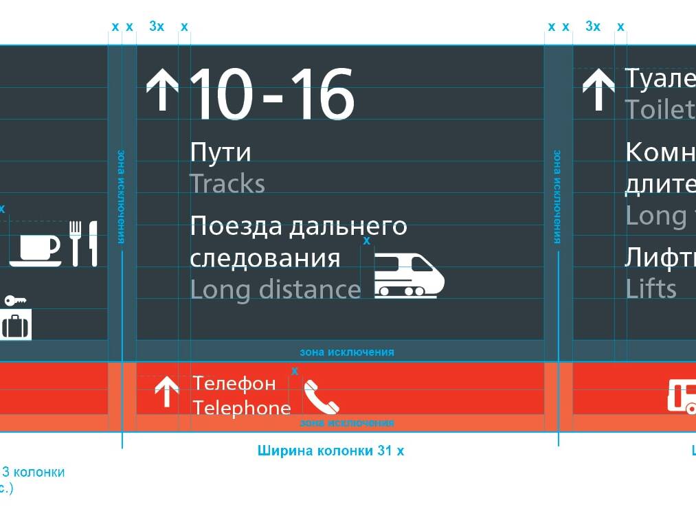 Multi-language and multi-script signage using custom FSRailway typeface &mdash; Russian Railways transit wayfinding, Air Design